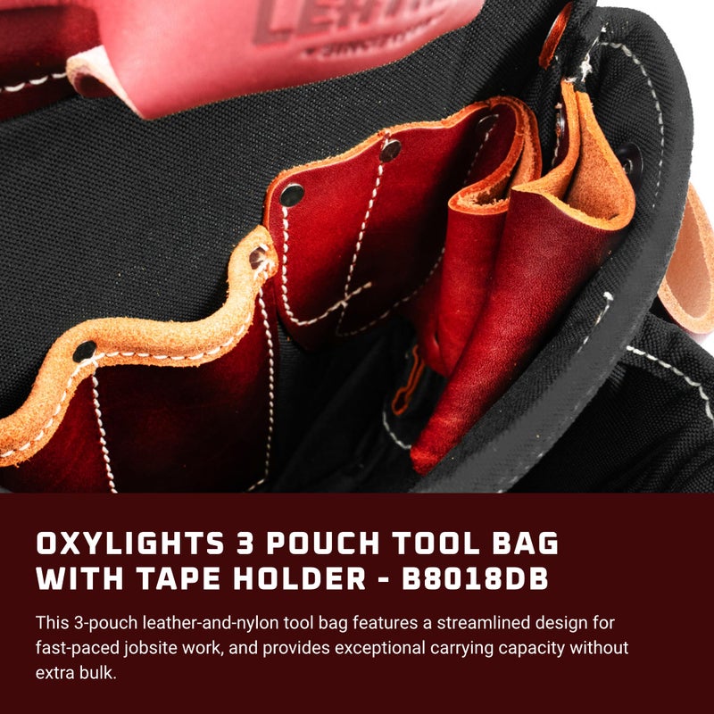 Occidental Leather OxyLights 3 Pouch Tool Bag with Tape Holder - Black - 10 Pockets & Tool Holders - Made in USA - Image 2